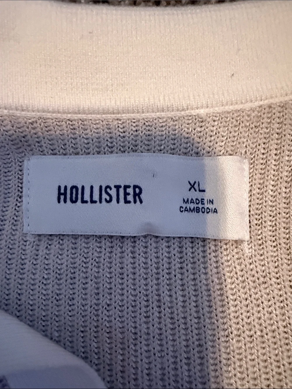 Hollister Cream Short-Sleeve Polo Knit Top